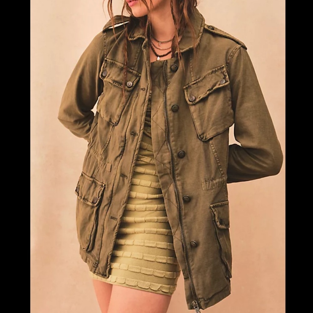 Free People Utility Military Green Jacket